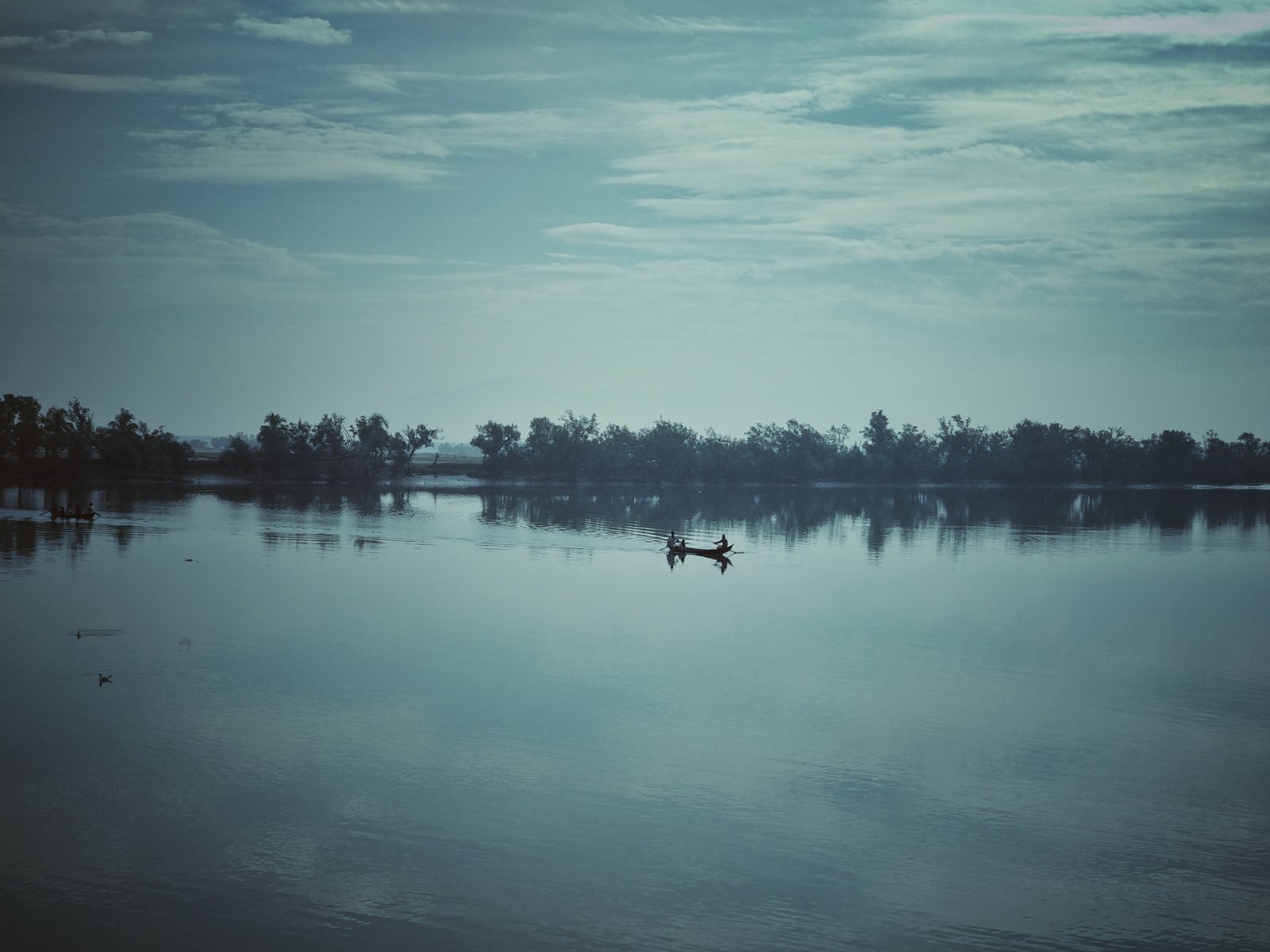 The Naf River at calm water, with small boats